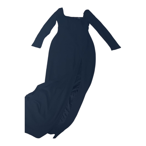 Lulus Black Long Sleeve Cocktail Gown Slit Leg - Picture 1 of 2